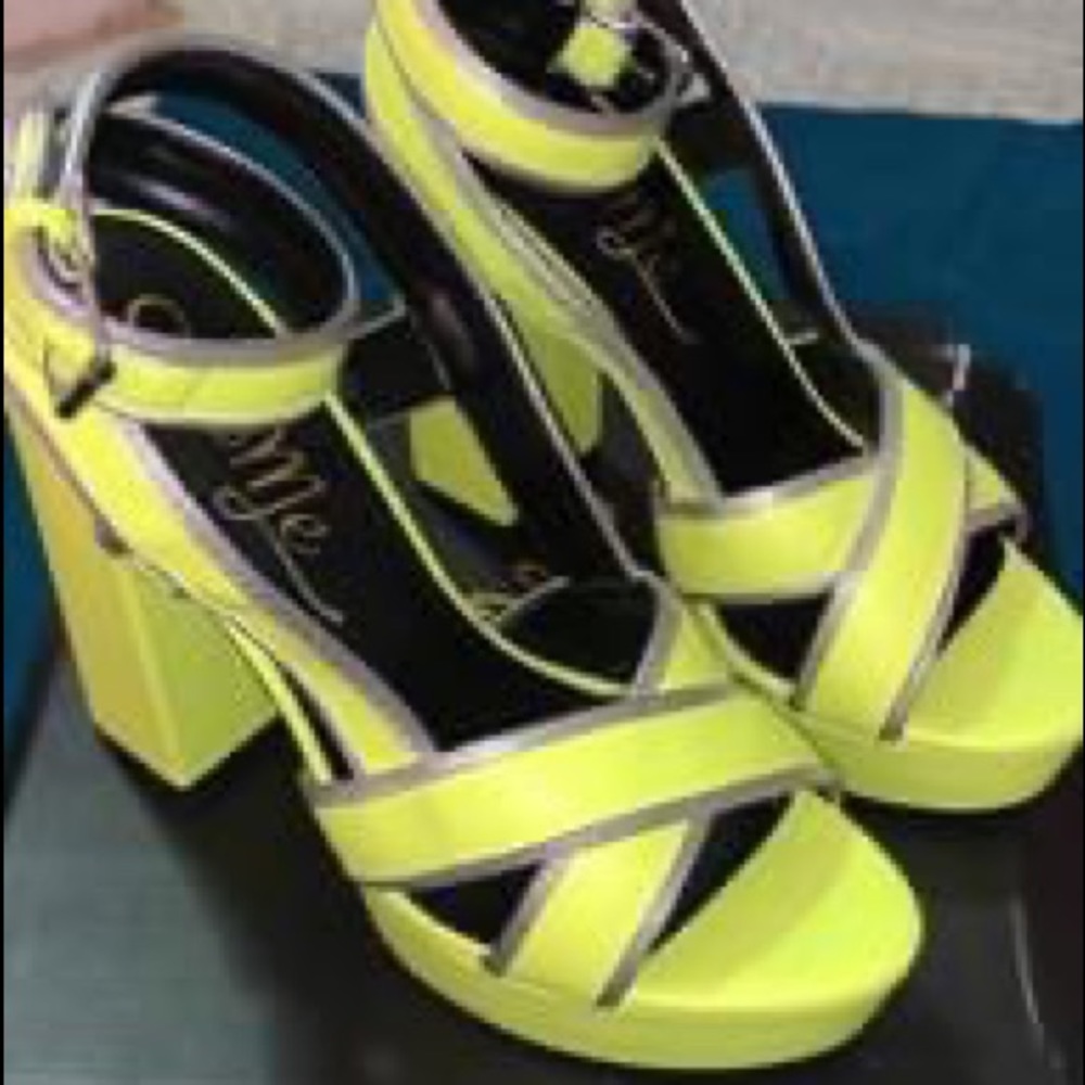 Neon chunky heels